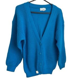 NEW Vintage KNITWIT blue sweater cardigan SMALL Made in USA Grandpa Deadstock